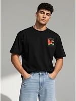 Pánské bavlněné tričko s potiskem černé FashionStreet RX5304