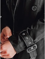 Dámský dlouhý kabát s páskem černý Dstreet model 21986652 - FashionStreet