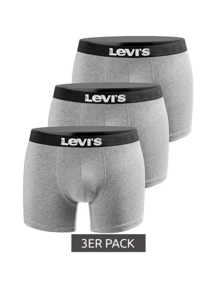 Pánské boxerky Levi's 3-Pack šedé bavlněné boxerky