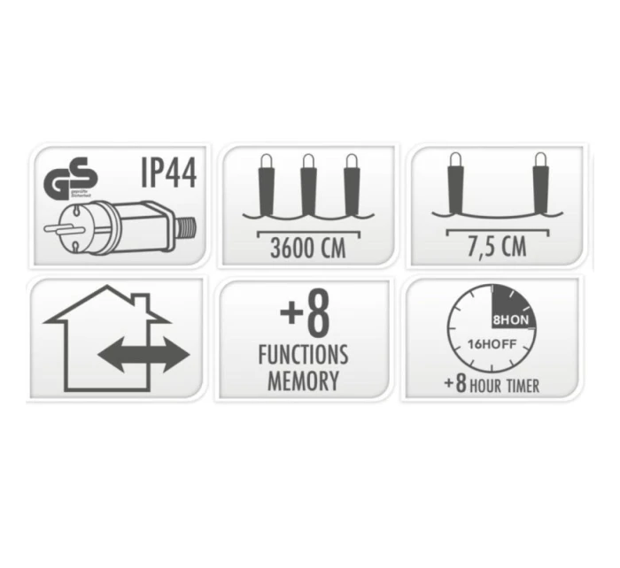 VÁNOČNÍ STROMEK SVĚTELNÝ ŘETĚZ 480 VEDL ČASOVAČ TEPLÁ BÍLÁ PRŮHLEDNÝ DRÁT
