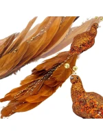 OZDOBNÝ PTÁK NA KLIPU 38CM BRONZ A MĚĎ OZDOBNÝ PTÁK NA KLIPU 38CM BRONZ A MĚĎ