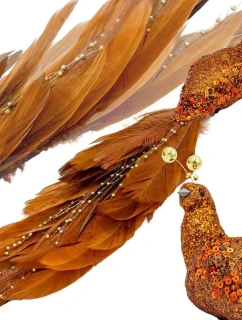 OZDOBNÝ PTÁK NA KLIPU 38CM BRONZ A MĚĎ