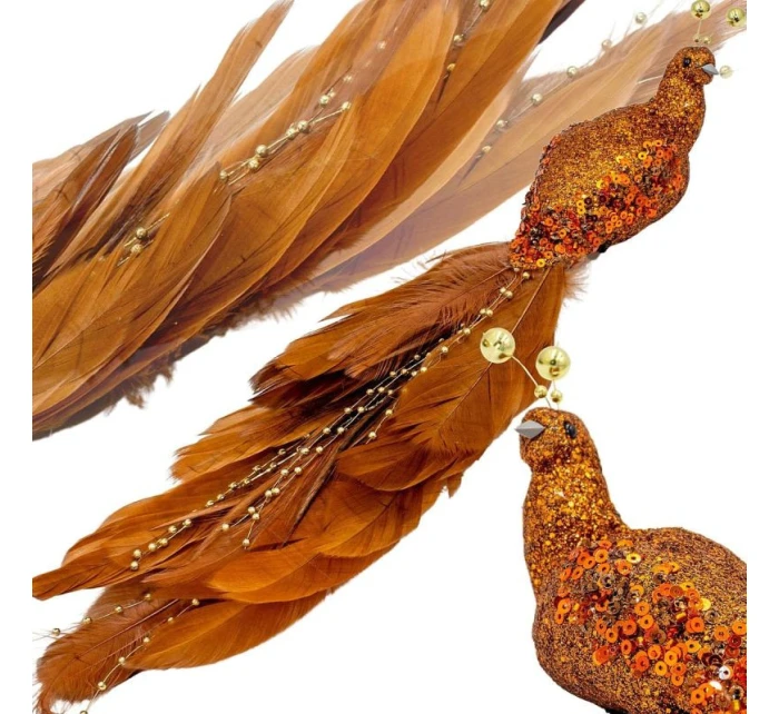 OZDOBNÝ PTÁK NA KLIPU 38CM BRONZ A MĚĎ OZDOBNÝ PTÁK NA KLIPU 38CM BRONZ A MĚĎ