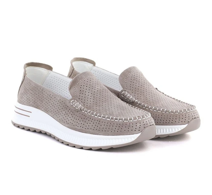 Kožené mokasíny na silné podrážce ažurové fango Jezzi model 22081791 - Hikvision