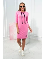 Šaty s vázaným výstřihem růžový Šaty s vázaným výstřihem růžový