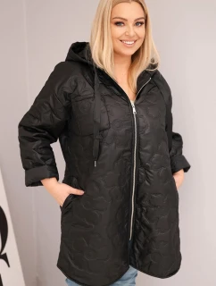 Dámská bunda Plus Size prošívaná s kapucí a nápisem HOPE černá
