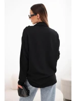 Dámská viskózová košile s dlouhým rukávem a volánky černá Dámská viskózová košile s dlouhým rukávem a volánky černá