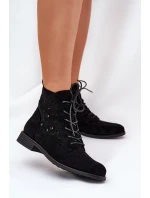 Šněrovací Boty S Vzorem  Černé model 21685103 - S.Barski