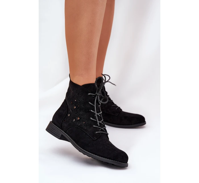 Šněrovací Boty S Vzorem  Černé model 21685103 - S.Barski