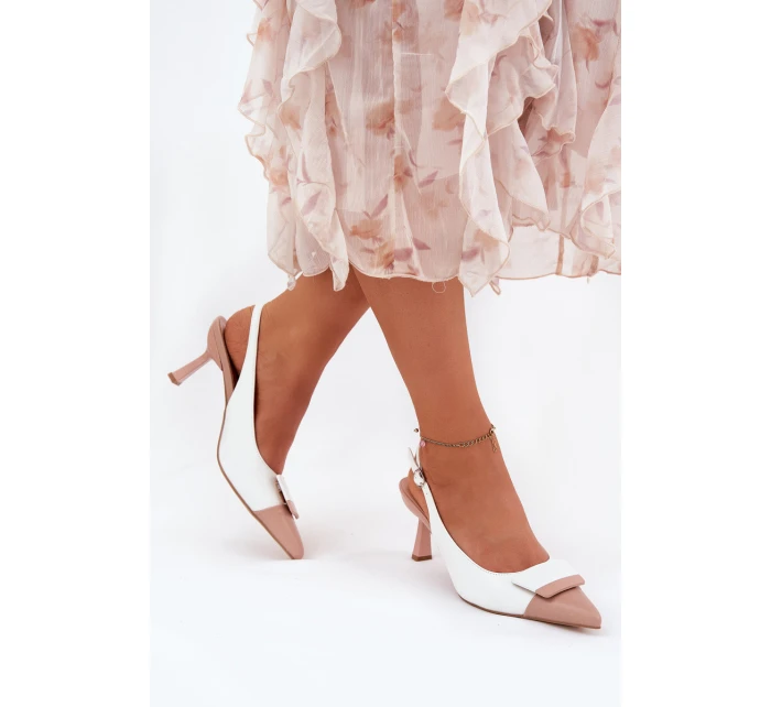 Elegantní Lodičky S Dekorací Eko Kůže Bílé model 21688683 - Boto