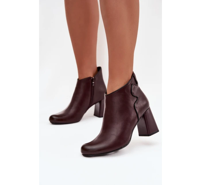 Kožené vysoké boty s  Bordové model 21712809 - Boto