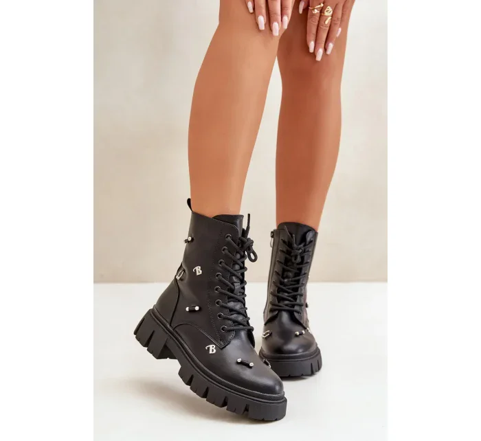 Dámské Workery Boty S Ozdobami Eko Kožené Černé Cadenilla Dámské Workery Boty S Ozdobami Eko Kožené Černé Cadenilla