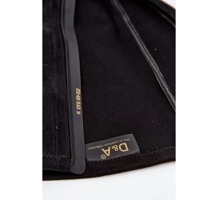 Dámské kozačky na podpatku s ozdobnou mašlí D&A – černé