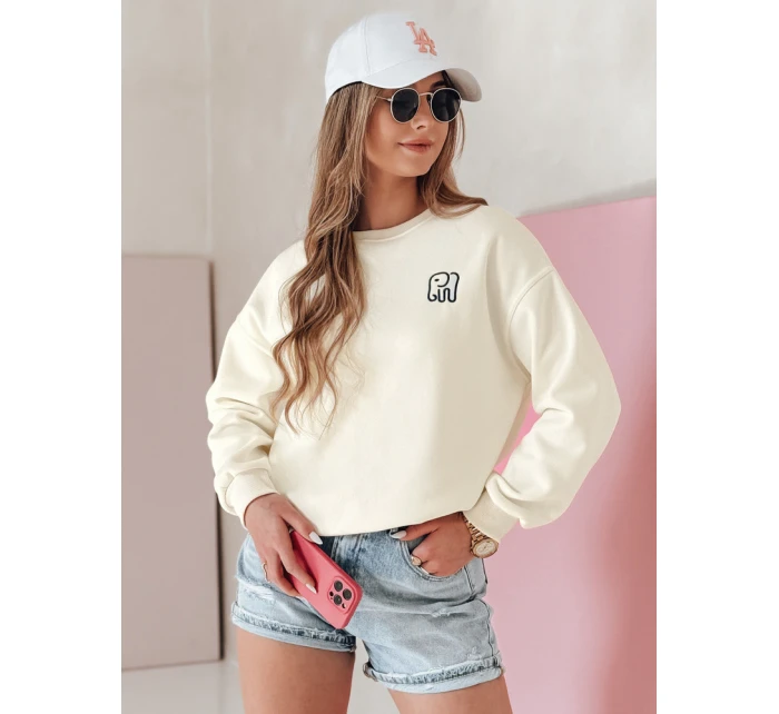 Dámská oversize mikina s výšivkou SOFTSLON ecru FashionStreet BY1433