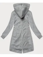 Světle šedá dlouhá dámská rozepínací mikina s kapucií LHD (AMG-693A) Světle šedá dlouhá dámská rozepínací mikina s kapucií LHD (AMG-693A)