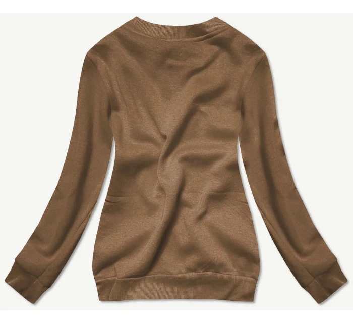 Dámská tepláková mikina v sépiové barvě se stahovacími lemy (W01-158)