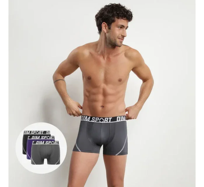 Pánské sportovní boxerky 3 ks DIM SPORT MICROFIBRE BOXER 3x - DIM SPORT - šedá