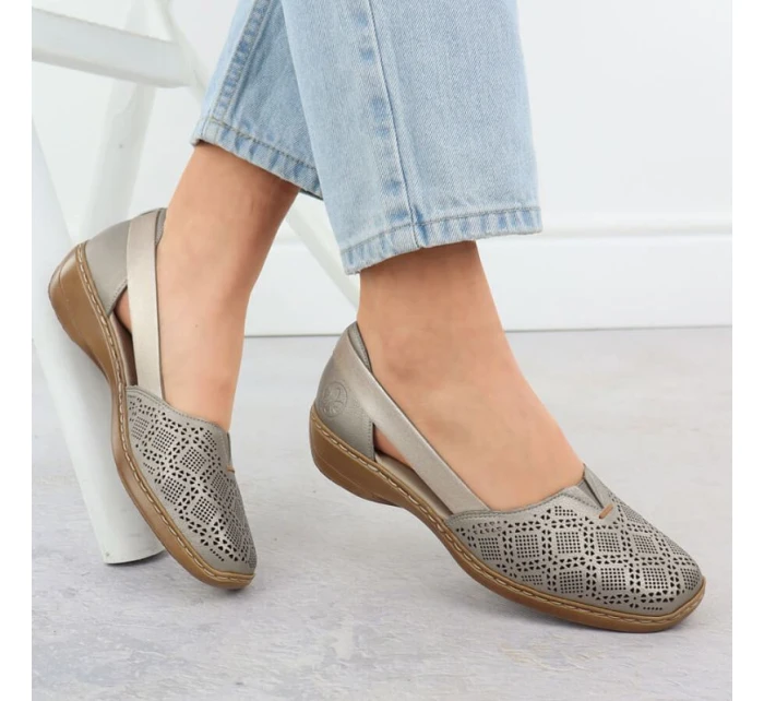 Dámská kožená prolamovaná pohodlná obuv lila Rieker 41351-90