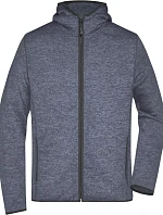 Daiber JN 589 Pánská pletená fleecová bunda s kapucí 02.0589 denim melange/black