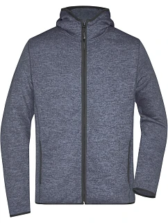 Daiber JN 589 Pánská pletená fleecová bunda s kapucí 02.0589 denim melange/black