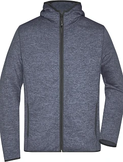 Daiber JN 589 Pánská pletená fleecová bunda s kapucí 02.0589 denim melange/black
