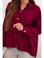 Dámská elegantní košile z viskózy s ozdobnými knoflíky švestková