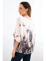 Dámská halenka s plisovaným rukávem a potiskem černá