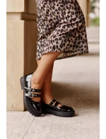 Dámské Lakované Polobotky S Pásky Černé Terione Dámské Lakované Polobotky S Pásky Černé Terione