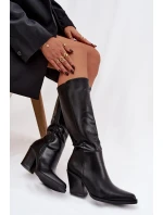 Dámské kozačky na jehlovém podpatku s černé model 21757628 - Boto