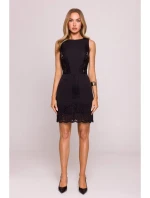 M864 Mini šaty s krajkovými panely - černé