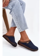 Dámské pantofle s výšivkou Inblu – tmavě modré