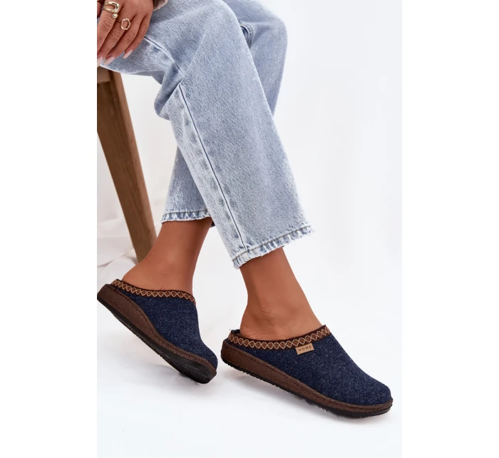 Dámské pantofle s výšivkou Inblu – tmavě modré