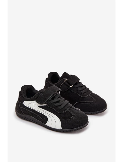 Dětské sportovní boty na suchý zip Perrin – černo-bílé