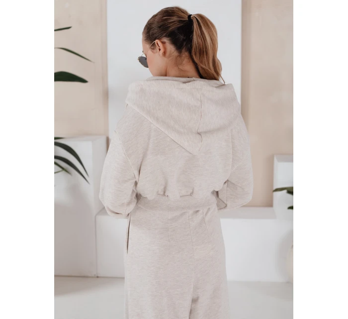 Dámský komplet širokých kalhot a mikiny MINALIA beige FashionStreet AY0917