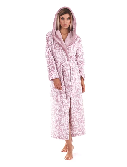 Dámský župan Flora s kapucí 3956 4303 mauve mist - Vestis Dámský župan Flora s kapucí 3956 4303 mauve mist - Vestis