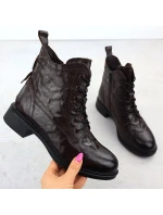 Dámské zateplené kožené boty brown dámské model 21905169 - VINCEZA Dámské zateplené kožené boty brown dámské model 21905169 - VINCEZA