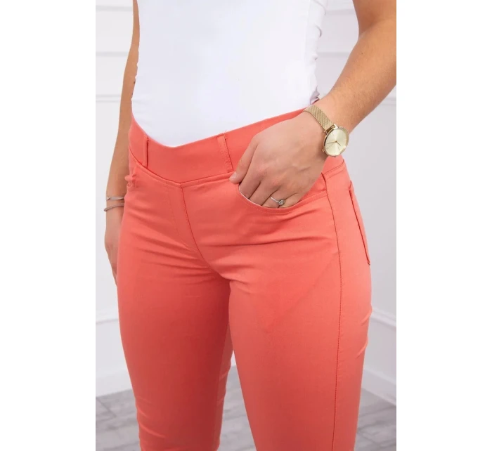 Tmavě meruňkové džínové kalhoty