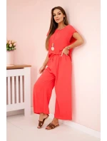 Viskózový komplet plisovaná halenka + kalhoty malina