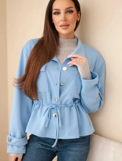 Dámská rozepínací mikina máslová s tkaničkou a kapsami modrá