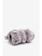 Kožené dětské zimní boty s kožíškem Stříbrné model 21641902 - Boto