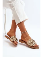 Zazoo 40381 Dámské Kožené Žabky Na Ploché Podrážce Beige