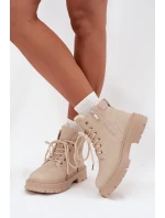 Dámské zimní boty s kožíškem na zip světle béžové Tharika