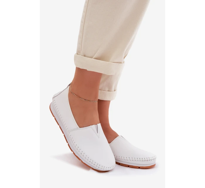 Kožené dámské polobotky model 22013910 Bílé - S.Barski Kožené dámské polobotky model 22013910 Bílé - S.Barski