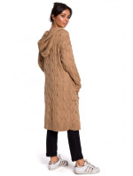 Pletený svetr s kapucí ecru model 15100647 - BeWear