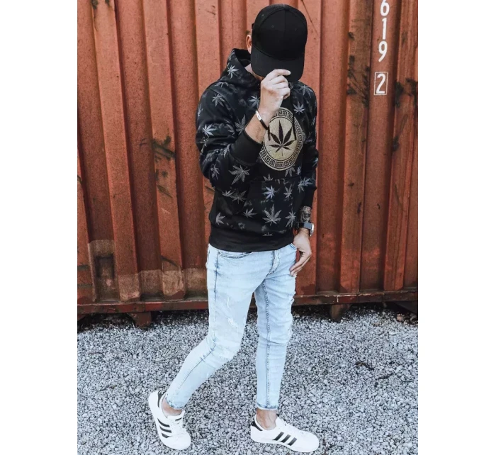 Pánská mikina s potiskem černá FashionStreet BX5324
