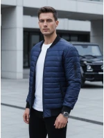 Pánská prošívaná bunda bomber navy blue FashionStreet TX4419 Pánská prošívaná bunda bomber navy blue FashionStreet TX4419
