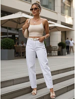 Dámské džíny mom fit s vysokým pasem a páskem bílé FashionStreet UY3054