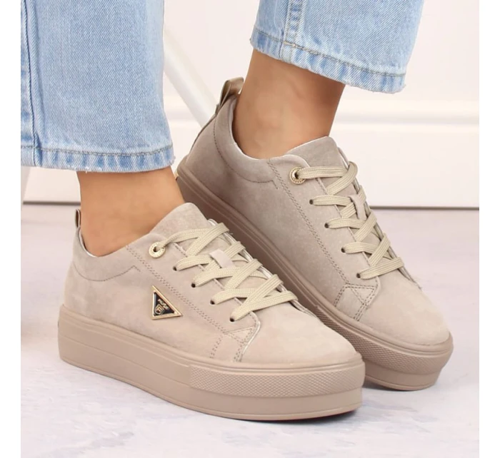 Filippo W PAW315C béžové semišové kožené polobotky na platformě