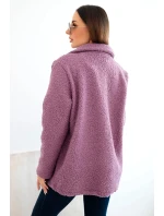 Dámská bunda z měkkého beránka s límcem fialová
