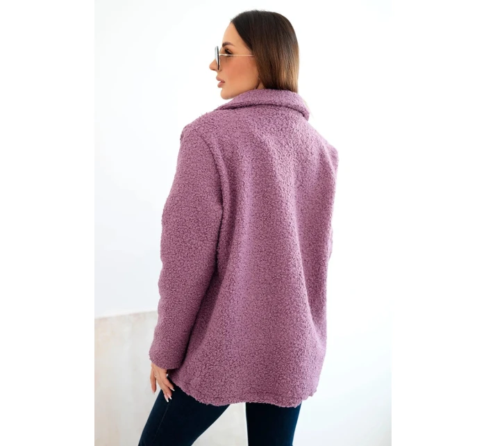 Dámská bunda z měkkého beránka s límcem fialová